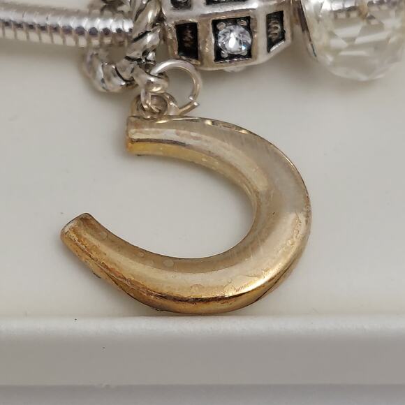 Swarovski Elements Charm Bracelet Horseshoe Silver Tone Beads Crescent Box Lucky - Picture 8 of 11